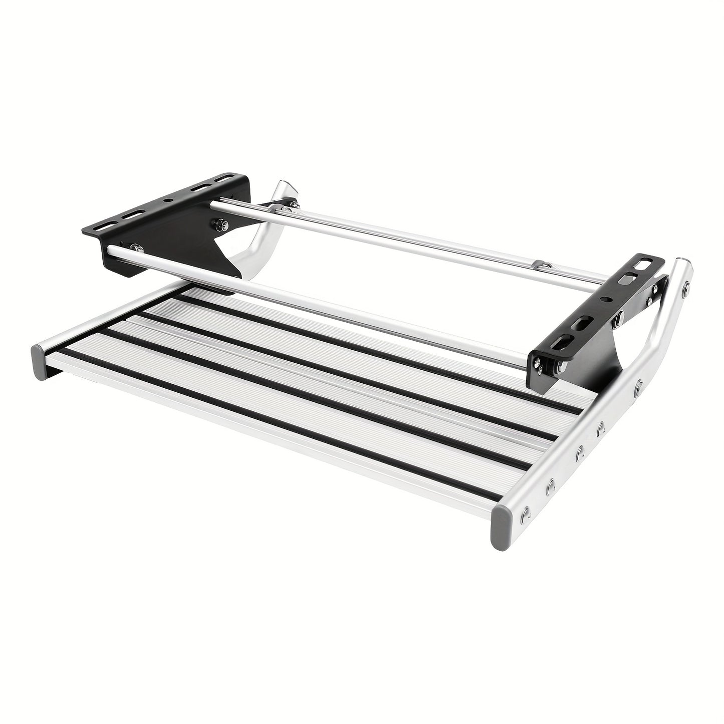 Instaptrap Camper – Opvouwbare Trap – Caravan Trap – Bus Instap – Enkele Trede – Aluminium Legering – Antislip Voetplaat – Draagkracht 150 kg – Zilver
