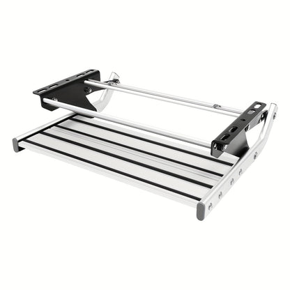 Instaptrap Camper – Opvouwbare Trap – Caravan Trap – Bus Instap – Enkele Trede – Aluminium Legering – Antislip Voetplaat – Draagkracht 150 kg – Zilver