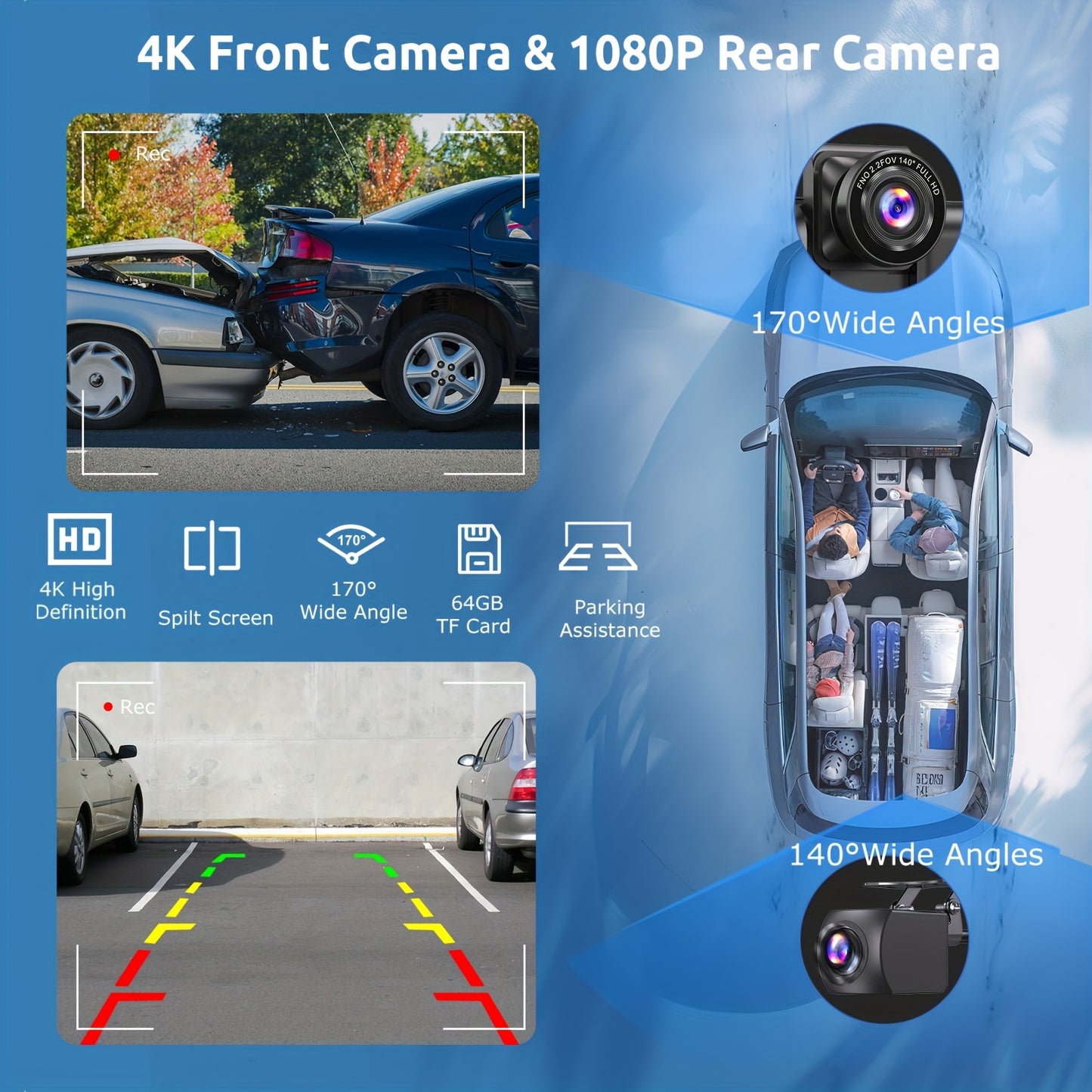 10,26-inch Touchscreen Autostereo – Carplayer – Multimedia Systeem – Navigatiesysteem – Android Auto Headunit – Draadloze CarPlay – 4K Dashcam – 1080P Achteruitrijcamera