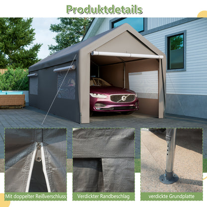 Carport – Overkapping – Garage Tent – Opslagtent – Bescherming – 3x6 Meter – Koudetolerant Materiaal – Oprolbare Ramen