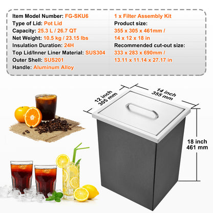 ijskastje – ijsbox – minibar – ijskoeler – ijsbak – roestvrij staal – 25 liter capaciteit – zonder elektriciteit