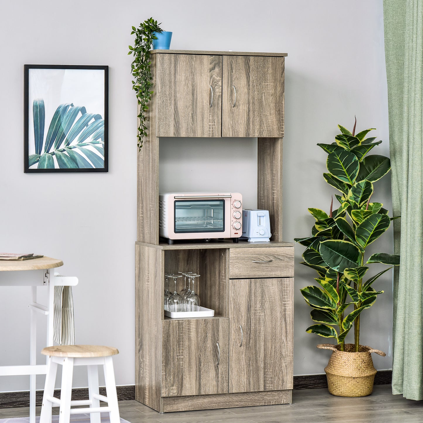 Keukenbuffet – Keukenkast – Dressoir – Opbergkast – Buffetkast – Grijze Eikenlook – Veelzijdige Opbergruimte – Duurzaam E1 Spaanplaat