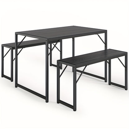 Tafelset 4 Personen – Eettafelset – Tuinset – Bistroset – Keukentafelset – Zwart – Stevig Stalen Frame – Waterbestendig & Ruimtebesparend Ontwerp