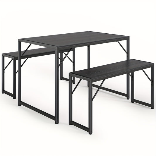 Tafelset 4 Personen – Eettafelset – Tuinset – Bistroset – Keukentafelset – Zwart – Stevig Stalen Frame – Waterbestendig & Ruimtebesparend Ontwerp