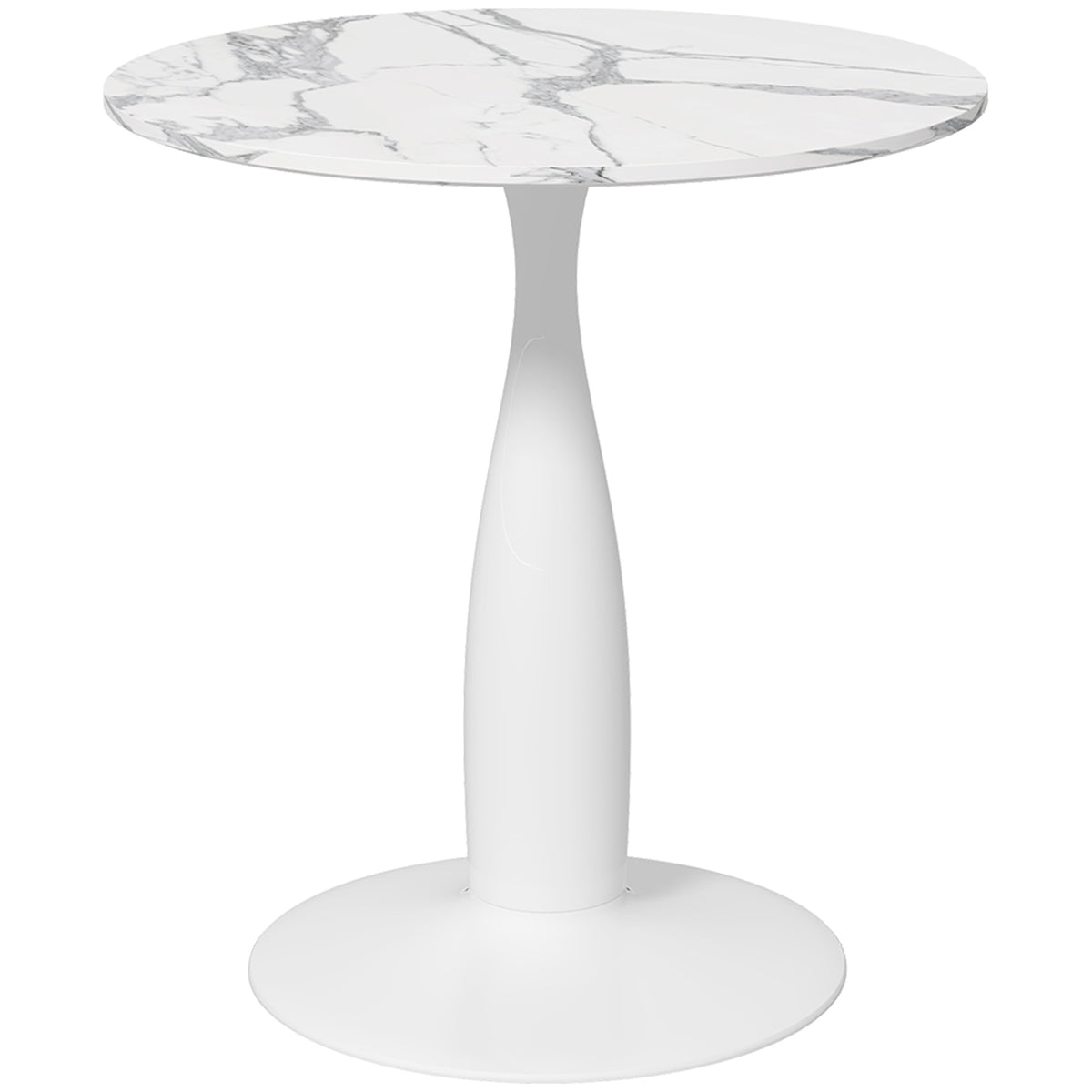 Ronde Eettafel – Ronde Tafel – Eetkamertafel – Witte Tafel – Compacte Tafel – Gepoedercoat Stalen Frame – Melamine Blad – Antislipvoetjes – 70 x 74 cm – Wit