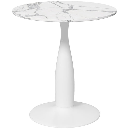 Ronde Eettafel – Ronde Tafel – Eetkamertafel – Witte Tafel – Compacte Tafel – Gepoedercoat Stalen Frame – Melamine Blad – Antislipvoetjes – 70 x 74 cm – Wit