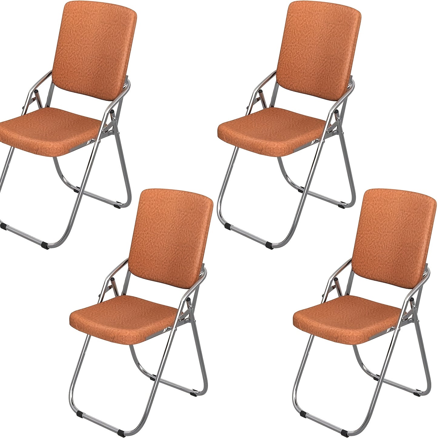 Opklapbare Eetkamerstoelen Set – Vouwstoelen – Klapstoelen – Stoelen Met Rugleuning – Bijeenkomststoelen – PU Leer – Stalen Frame – Lichtgewicht – 46x53x86 cm – Oranje