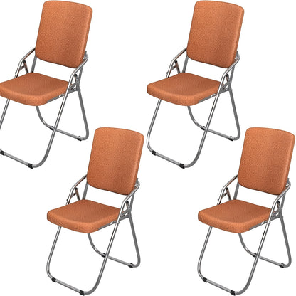 Opklapbare Eetkamerstoelen Set – Vouwstoelen – Klapstoelen – Stoelen Met Rugleuning – Bijeenkomststoelen – PU Leer – Stalen Frame – Lichtgewicht – 46x53x86 cm – Oranje