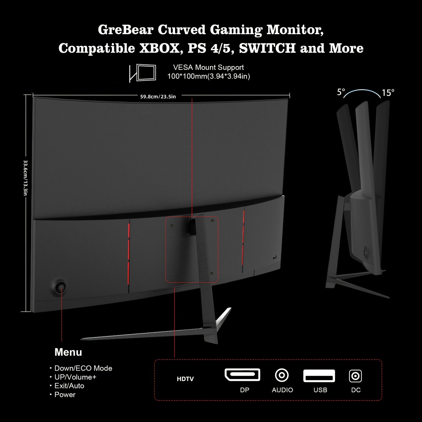 27 inch Curved Monitor – Gaming Monitor – Gaming Scherm – PC Monitor – Computer Scherm – 165Hz Verversingssnelheid – 1ms Reactietijd