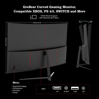 27 inch Curved Monitor – Gaming Monitor – Gaming Scherm – PC Monitor – Computer Scherm – 165Hz Verversingssnelheid – 1ms Reactietijd