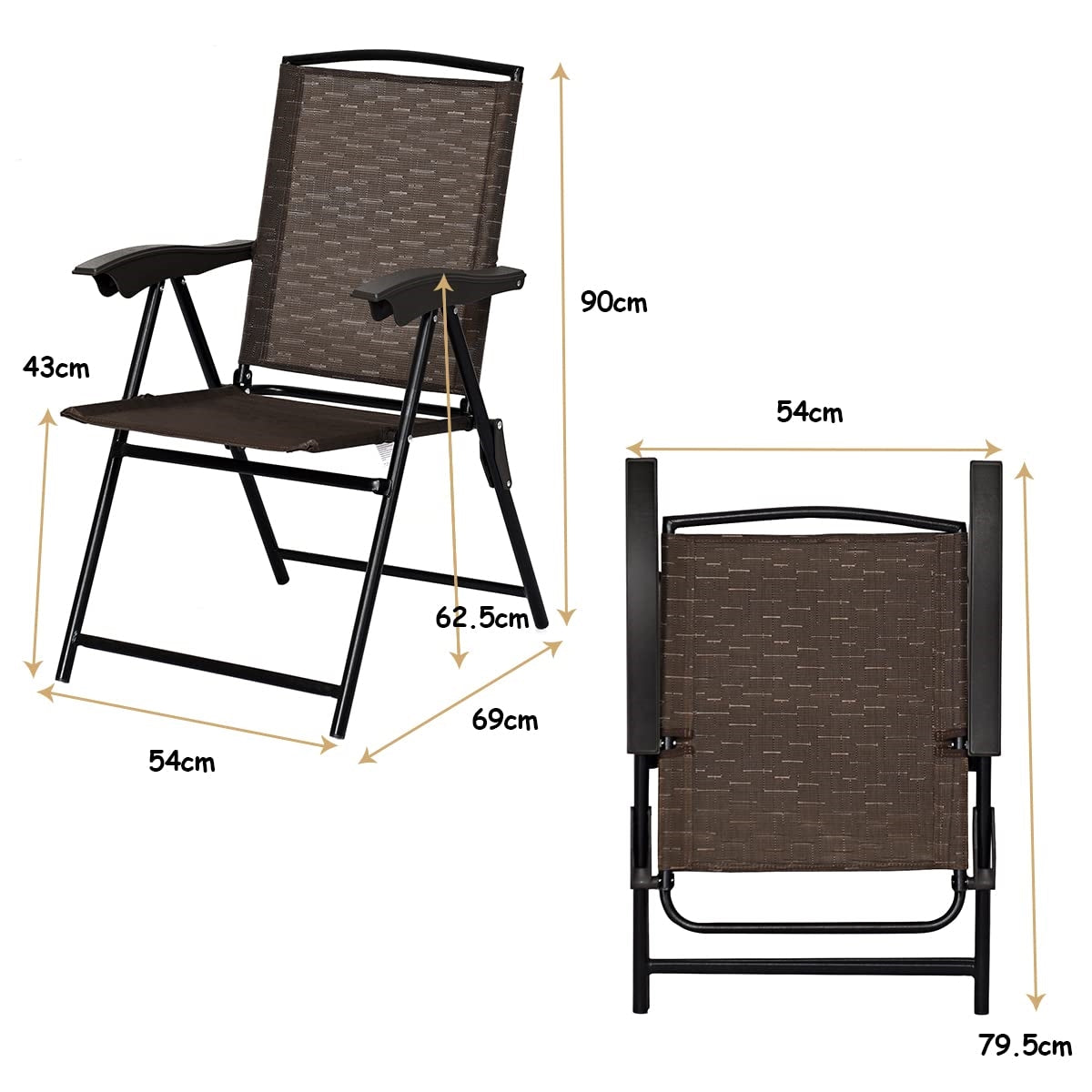 Vouwstoelen Set – Tuinstoelen – Terrasstoelen – Campingstoelen – Klapstoelen – Verstelbare Rugleuning – Weerbestendig Tot 135kg Capaciteit