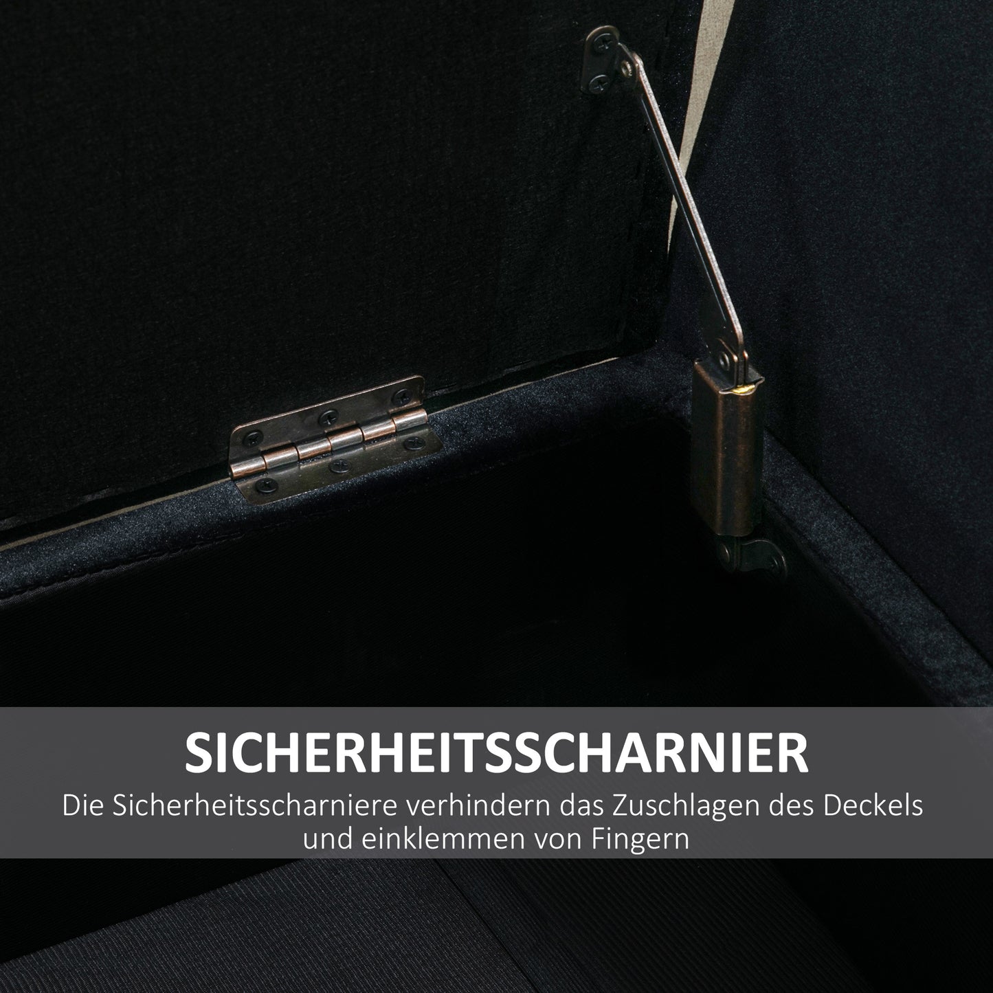 Opbergbank – Opbergbankje – Zitbank Met Opbergruimte – Halbank – Opbergkist – Fluweel Bekleding – Houten Poot – 107x42x65 cm – Zwart