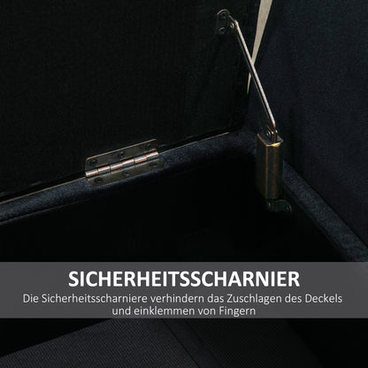Opbergbank – Opbergbankje – Zitbank Met Opbergruimte – Halbank – Opbergkist – Fluweel Bekleding – Houten Poot – 107x42x65 cm – Zwart