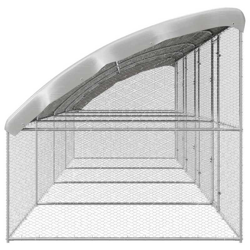 Kippenren – Kippenhok – Buitenren – Dierenren – Vogelkooi – Gegalvaniseerd Staal – Extra Groot 800x200x198,5 cm – Duurzaam En Weerbestendig