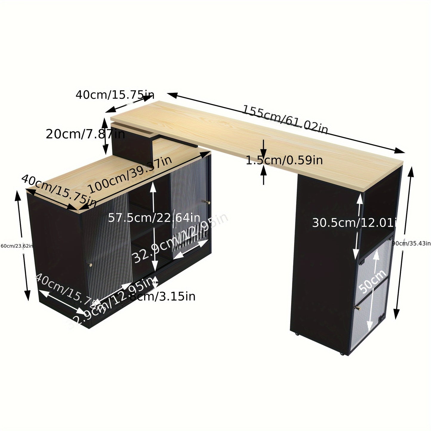 Bartafel Zwart Uitschuifbaar – Bistrotafel Hoge Tafel Barmeubel – Uitschuifbaar Met Opberglade – MDF Hardhout – Rotatiemechaniek – Direct Gebruiksklaar
