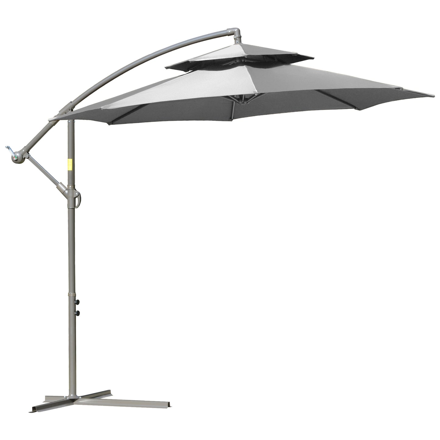Parasol – Stokparasol – Zweefparasol – Buitenparasol – Terrasparasol – Extra Groot Ø2,67 m – Dubbele Kap & Stalen Frame – Lichtgrijs