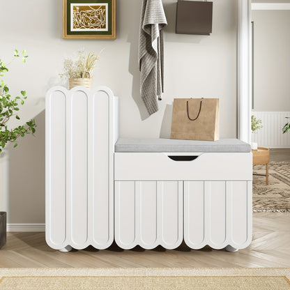 Schoenenkast – Halmeubel – Opbergkast – Schoenenopberger – Hal organizer – Wit – Met Zitplek en Ventilatie – Duurzaam Niet-Houten Materiaal – Compact Design