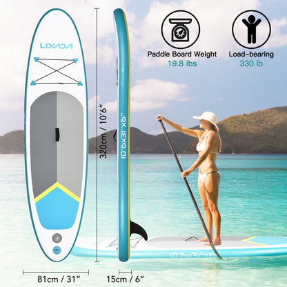 Opblaasbaar Paddleboard – Stand Up Paddle – SUP Board – Surfboard – Watersportplank – Groen – Stevig 15 cm Dik PVC – Inclusief Verstelbare Peddel en Draagrugzak
