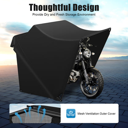 Motorfietshoes – Motorhoes – Scooterhoes – Motorfietsbescherming – Motorafdekking – Zwart – 600D Oxford Stof – 270×105×155 cm – Waterafstotend – Opvouwbaar Met Opbergtas