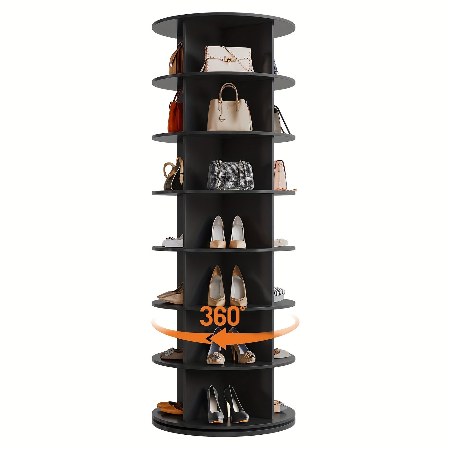 Schoenenrek – Schoenenkast – Schoenenopberger – Schoenenkastje – Schoenenorganizer – Draaibaar 360° – 7 Laags – Ruimtebesparend – Hout – Vrijstaand – Modern Wit – Geen Montage – Geschikt voor 7+ Paar