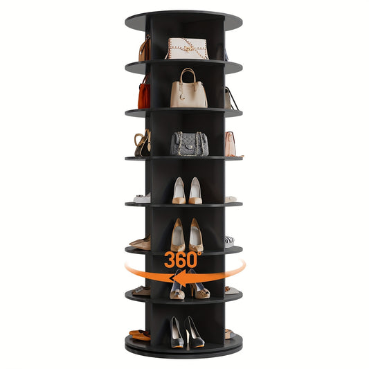 Schoenenrek – Schoenenkast – Schoenenopberger – Schoenenkastje – Schoenenorganizer – Draaibaar 360° – 7 Laags – Ruimtebesparend – Hout – Vrijstaand – Modern Wit – Geen Montage – Geschikt voor 7+ Paar
