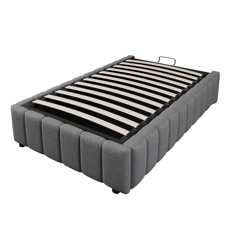Bedkasten – Nachtkastje – Opbergkast – Bedkast – Opbergbed – Gestoffeerd Linnen – Hydraulisch Opbergsysteem – 90x200 cm – Zonder Hoofdbord