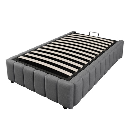 Bedkasten – Nachtkastje – Opbergkast – Bedkast – Opbergbed – Gestoffeerd Linnen – Hydraulisch Opbergsysteem – 90x200 cm – Zonder Hoofdbord