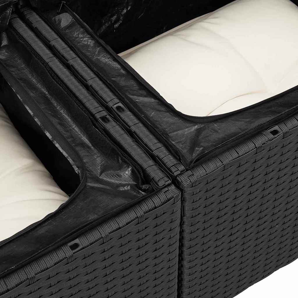 Tuinbank – Buitenbank – Loungeset – Zithoek – Modulaire Bank – Zwart Poly Rattan – Zitplek Voor 7 Personen