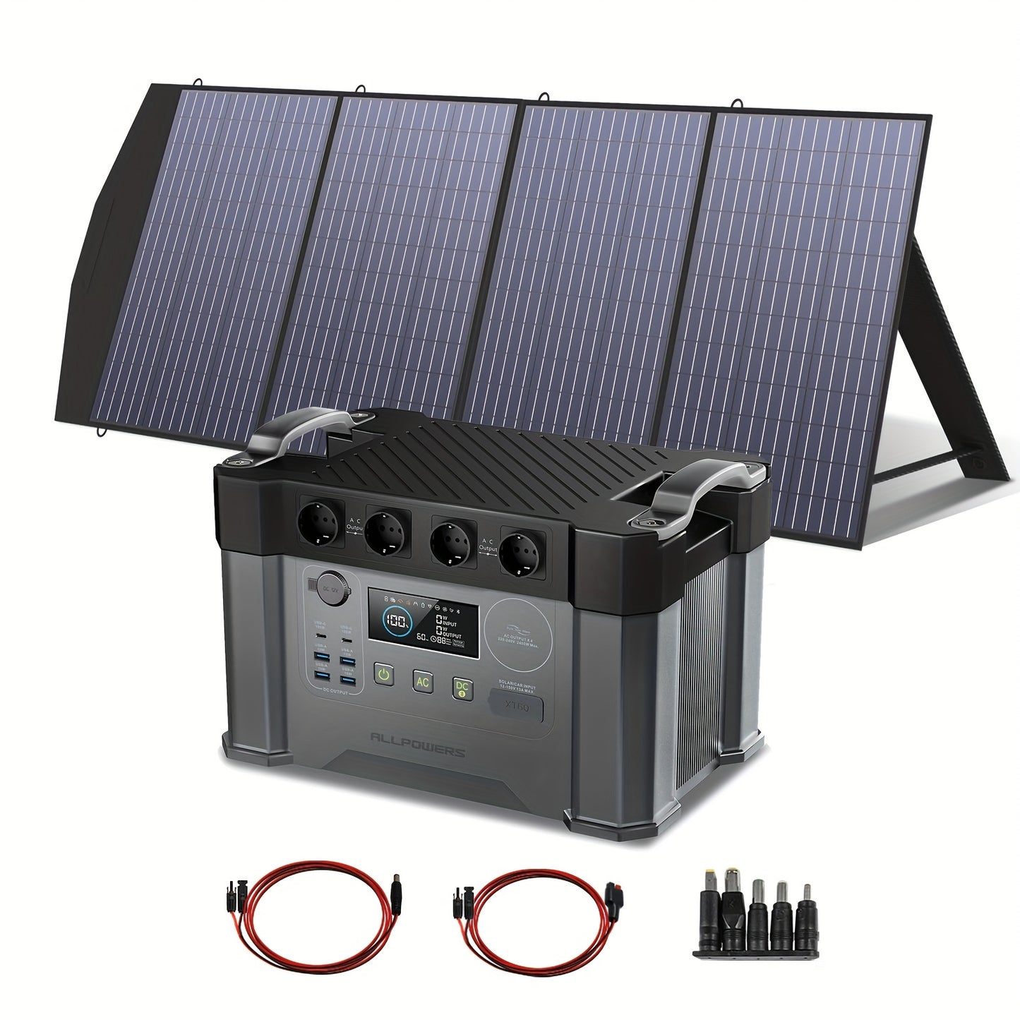 Draagbare Powerstation – Mobiele Accu – Noodstroomvoorziening – Zonne-energie – 2400W Vermogen – 1500Wh Batterij
