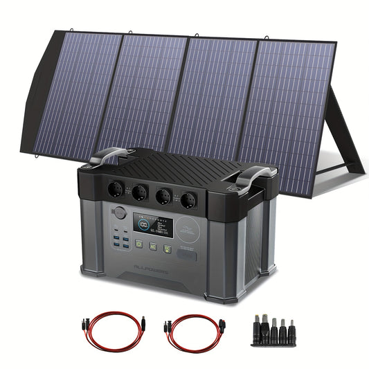 ALLPOWERS S2000 PRO Portable Power Station + 400W/200W/100W Solar Panel | 1500Wh 2700W (AC+DC) /100W USB-C Output, 1.5 Hr Fast Charge, Dual-Purpose Battery Powered, Ideal for RV, Home