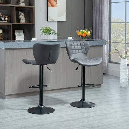 Barkrukken – Barkruk – Barstoelen – Keukenkruk – Bistrokruk – Verstelbare Hoogte – 360° Draaibaar – Kunstleer Grijs