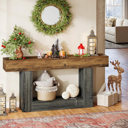 Sidetable – Haltafel – Banktafel – Bijzettafel – Tv-meubel – Landelijke stijl – 160 cm breed – Verstelbare poten