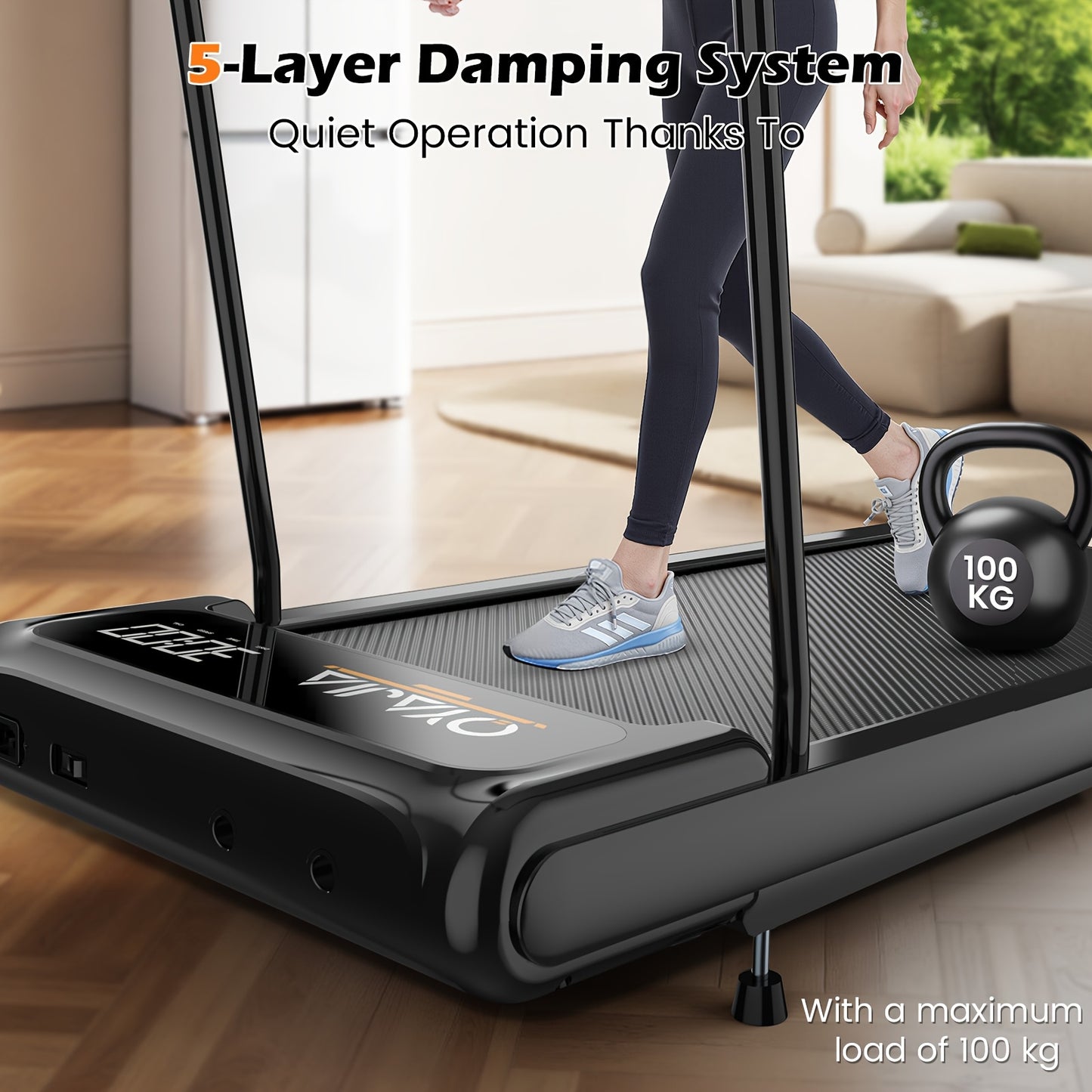 Loopband – Wandelband – Hardloopband – Wandelmachine – Treadmill – 2-in-1 Inklapbaar – 0,60 PK Stille Motor – 4 Hellingsniveaus & App Bedienbaar