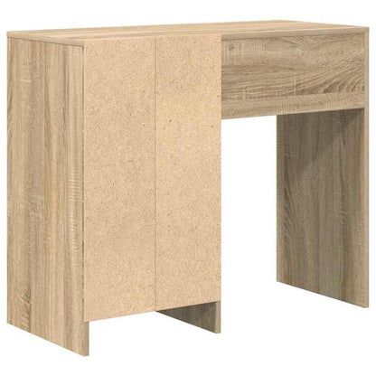 Bureau – Bureautafel – Computertafel – Schrijftafel – Werktafel – Sonoma Eiken – 90x37,5x75 cm – Met 3 Lades en Open Plank – Stevig Houtcomposiet Met Natuurlijke Houtstructuur
