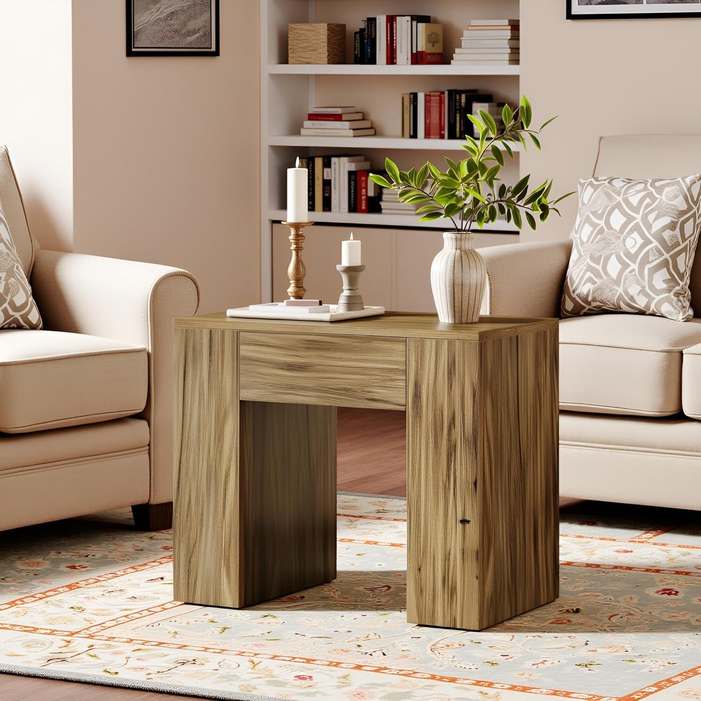 Bijzettafel – Sidetable – Nachtkastje – Bijzettafeltje – Houten Tafel – Style1 – Ruim Tafelblad 80x40 cm – Stevige Massief Houten Constructie