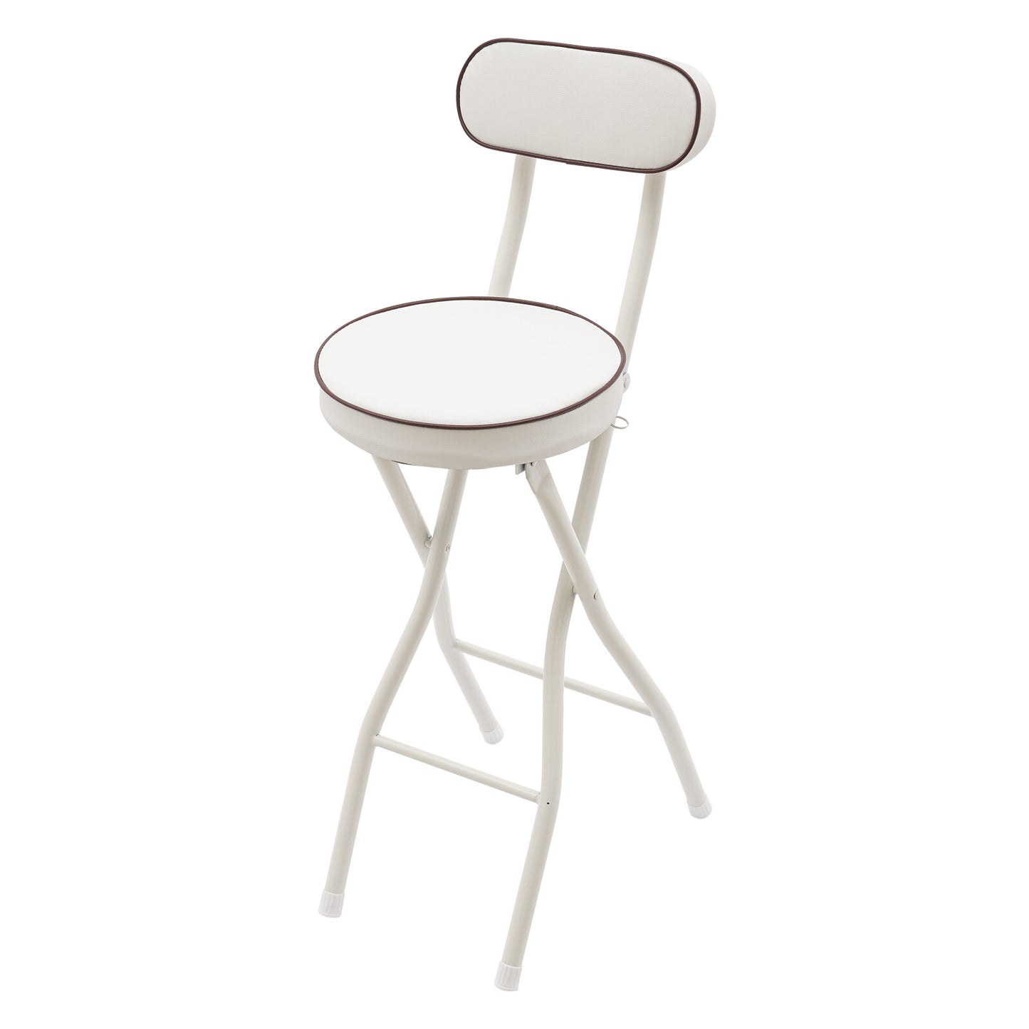 Barstoel – Barkruk – Barstoel Kruk – Barstoelen – Barkrukken – Inklapbaar – Gestoffeerde Zitting – Wit PU – Stalen Frame – Compact Opvouwbaar