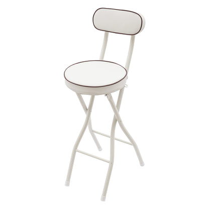 Barstoel – Barkruk – Barstoel Kruk – Barstoelen – Barkrukken – Inklapbaar – Gestoffeerde Zitting – Wit PU – Stalen Frame – Compact Opvouwbaar