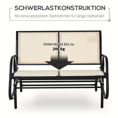 Loungebank – Loungestoel – 2-Zitsbank – Tuinbank – Bank – Metallisch Frame – Compact 120x70x85 cm – Zwart Champagne