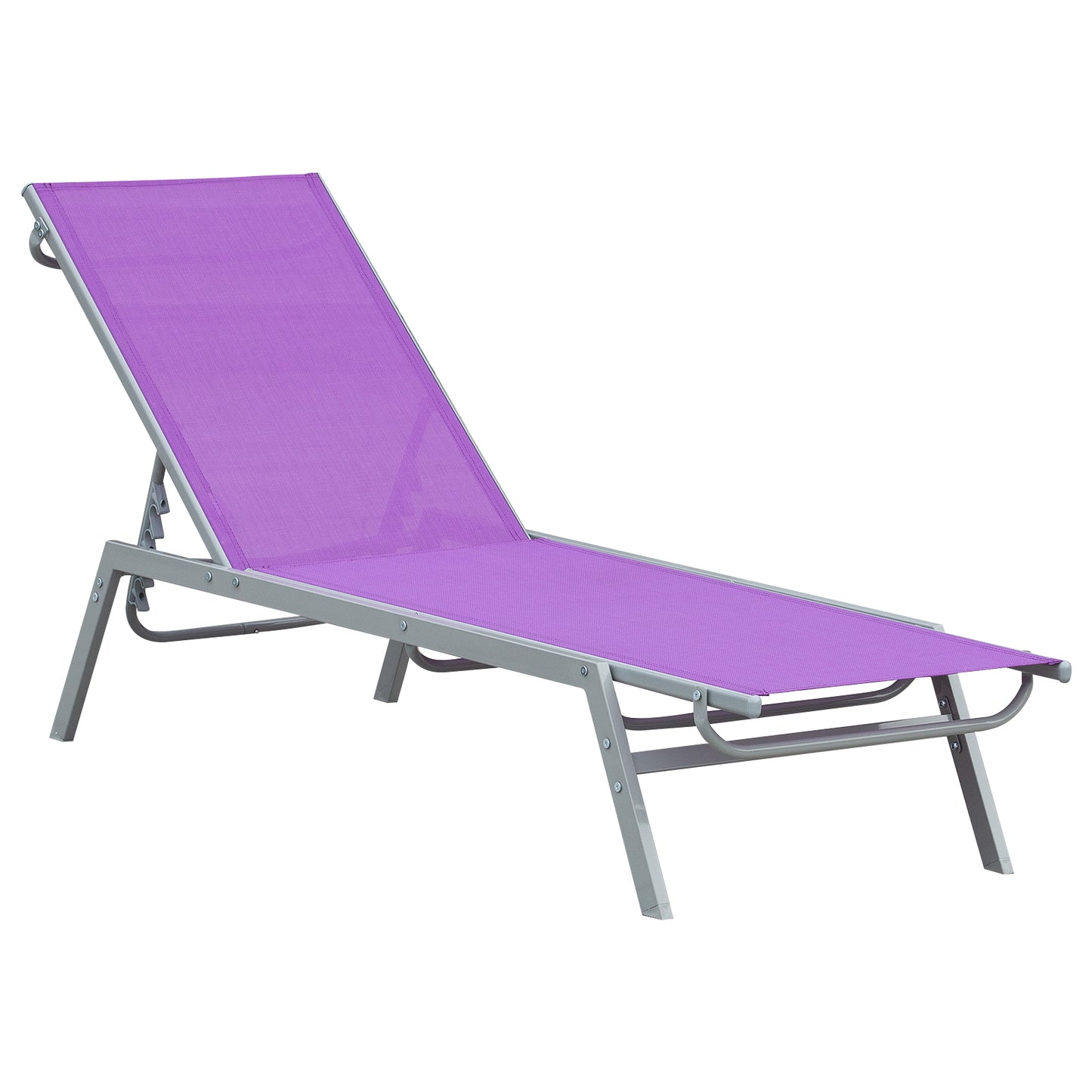 Ligstoel – Strandstoel – Zonnebed – Ligbank – Verstelbare Buitenstoel – Ergonomisch Ontwerp – UV- en Waterbestendig Mauve – Metaal Met Textileen – 170x58x97 cm