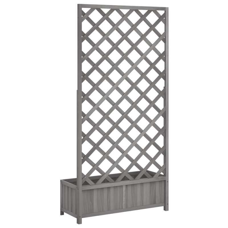 Bloemenstandaard – Plantenrek – Bloemenrek – Plantentafel – Plantenhouder – Grijs Raster – Duurzaam Vurenhout – Weerbestendig