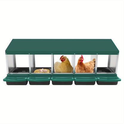 Kippenhok – Kippenren – Nestkast – Legnest – Nestbox – 5 Compartimenten – Gegalvaniseerd Staal – Ventilatie
