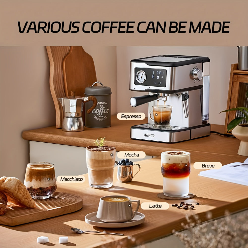 Espressomachine – Semi-automatisch – Koffiezetapparaat – Cappuccinomachine – IJskoffiemachine – 20 Bar Druk – 1,5L Afneembaar Waterreservoir