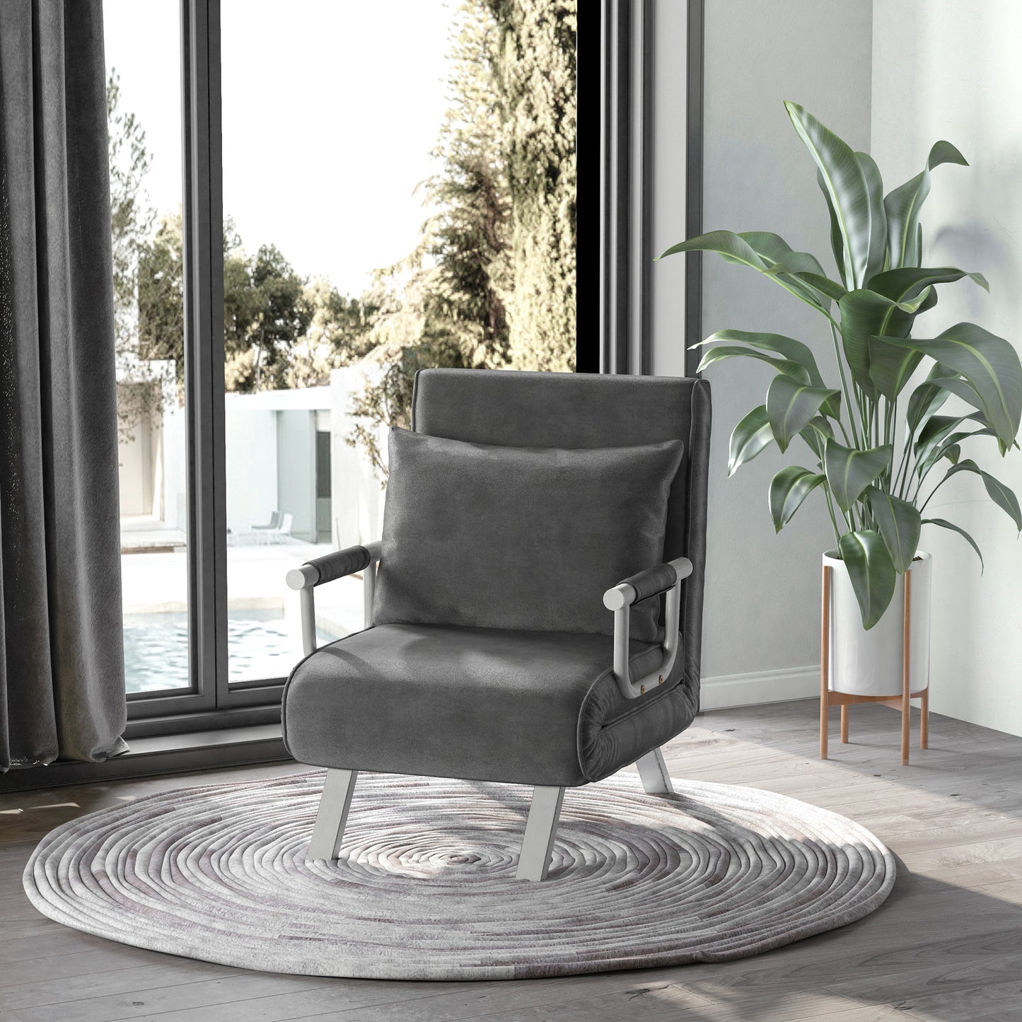 Relaxfauteuil – Relaxstoel – Loungefauteuil – Ligstoel – TV-stoel – Verstelbare Rugleuning – Compact 65x69x80 cm – Grijs
