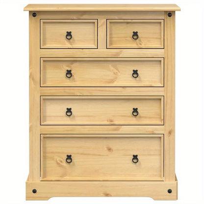 Ladekast – Ladekastje – Opbergkast – Kastje – Ladenkast – Massief Grenenhout – Bruine Afwerking – Ruime Opbergruimte 92x48x114 cm