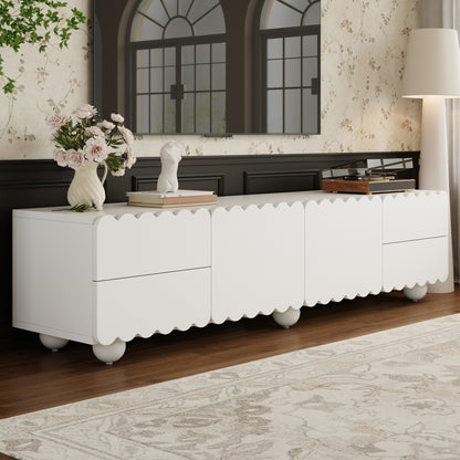 Modern White TV Cabinets, TV Stands, TV Panels, and Low-Profile TV Stands | Distinctive Designs, Metal Construction, Suitable for Various Room Storage and Decorative Needs