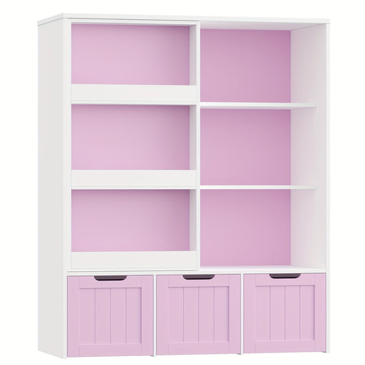 Boekenkast – Boekenrek – Opbergkast – Vakkenkast – Kast met lades – Houten constructie – Wieltjes voor mobiliteit