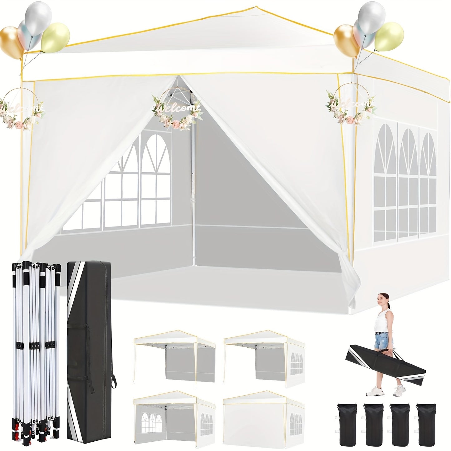 Partytent 3x3m – Buiten Tent – Vouwtent – Paviljoen – Markttent – Windbestendig Frame – Waterafstotend Polyester