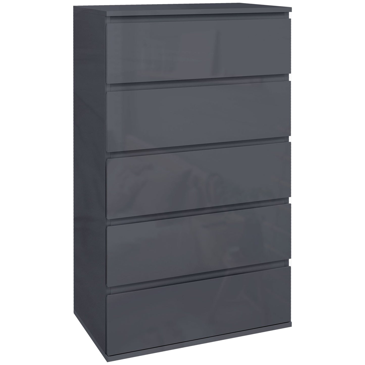 kastje – ladenkast – commode – opbergkast – dressoir – modern design – softclose lades – glanzend grijs – 53x33x100 cm