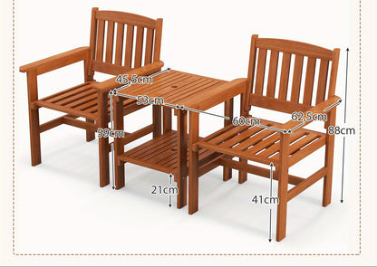 Tuinbank – Buitenbank – Balkonbank – Tuinmeubel – 2-zits Tuinbank – Acaciahout – Met Zijtafel en Parasolhouder