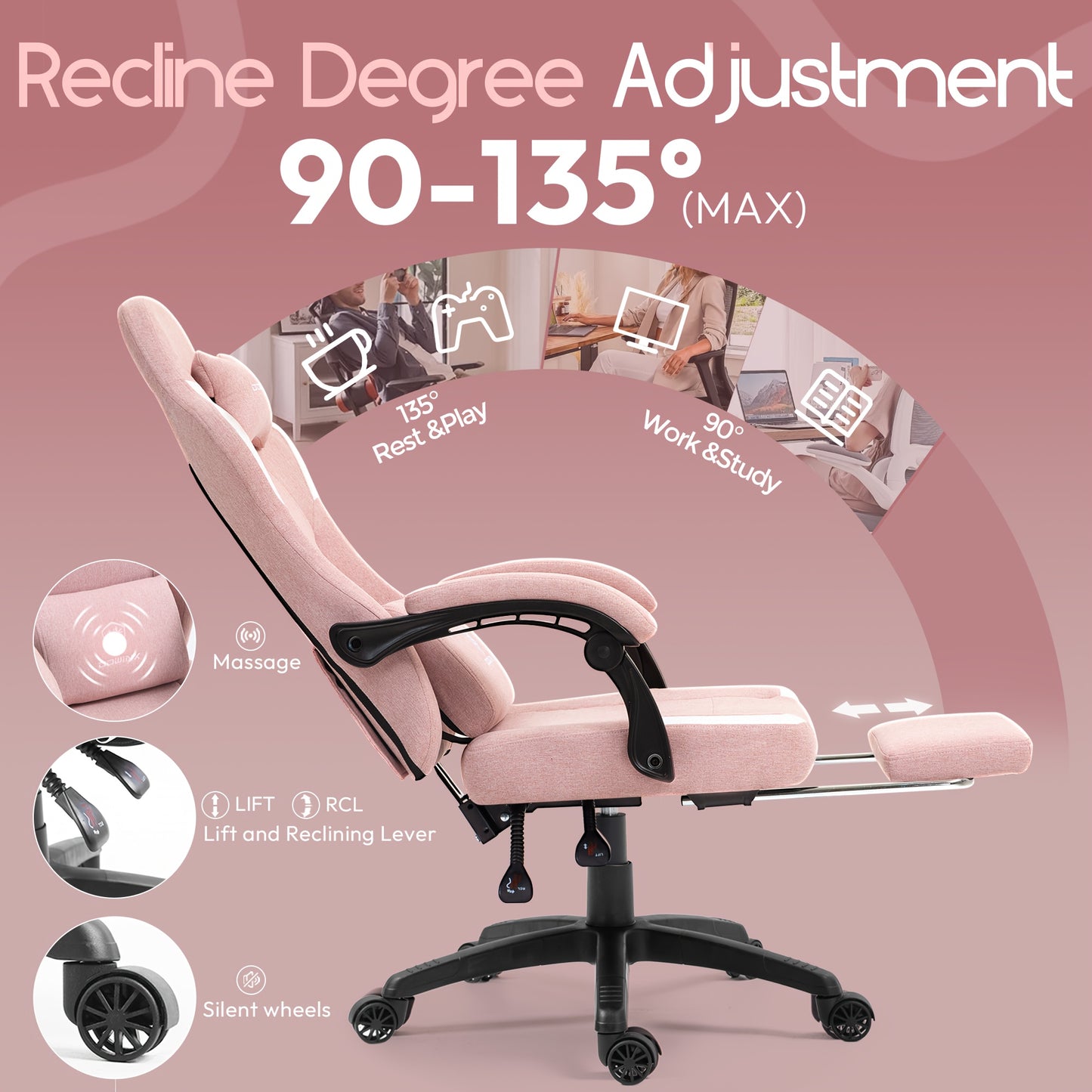 Ergonomische Hoge Bureaustoel – Comfortabele Werkstoel – Computerstoel – Directiestoel – Office Chair – Verstelbare Rugleuning – Met Voetensteun en Metalen Frame – Grijs
